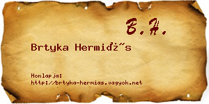 Brtyka Hermiás névjegykártya